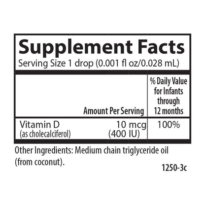 Carlson Baby's Super Daily D3 - Vitamin D Drops for Infants & Toddlers, 400 IU per Drop, 1-Year Supply, Unflavored, 365 Drops