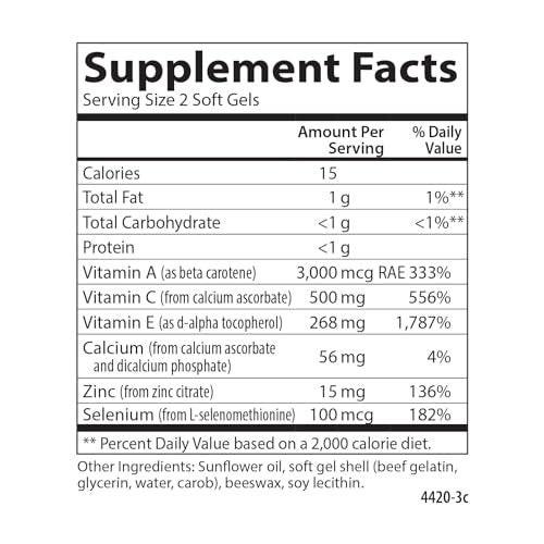 Carlson ACES + Zn, Vitamins A, C, E + Selenium & Zinc, Cellular Health & Immune Support, Antioxidant, 60 Softgels - görsel 10