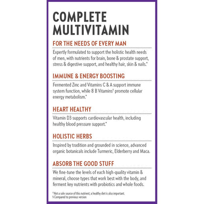 New Chapter Men’s Multivitamin, B6, Extra B12, D3, Vitamin C & Zinc, Immune, Heart, Cellular Energy, and Brain Health, Gentle on The Stomach, One Daily, Non-GMO, Gluten-Free, 18+, 48 Tablets