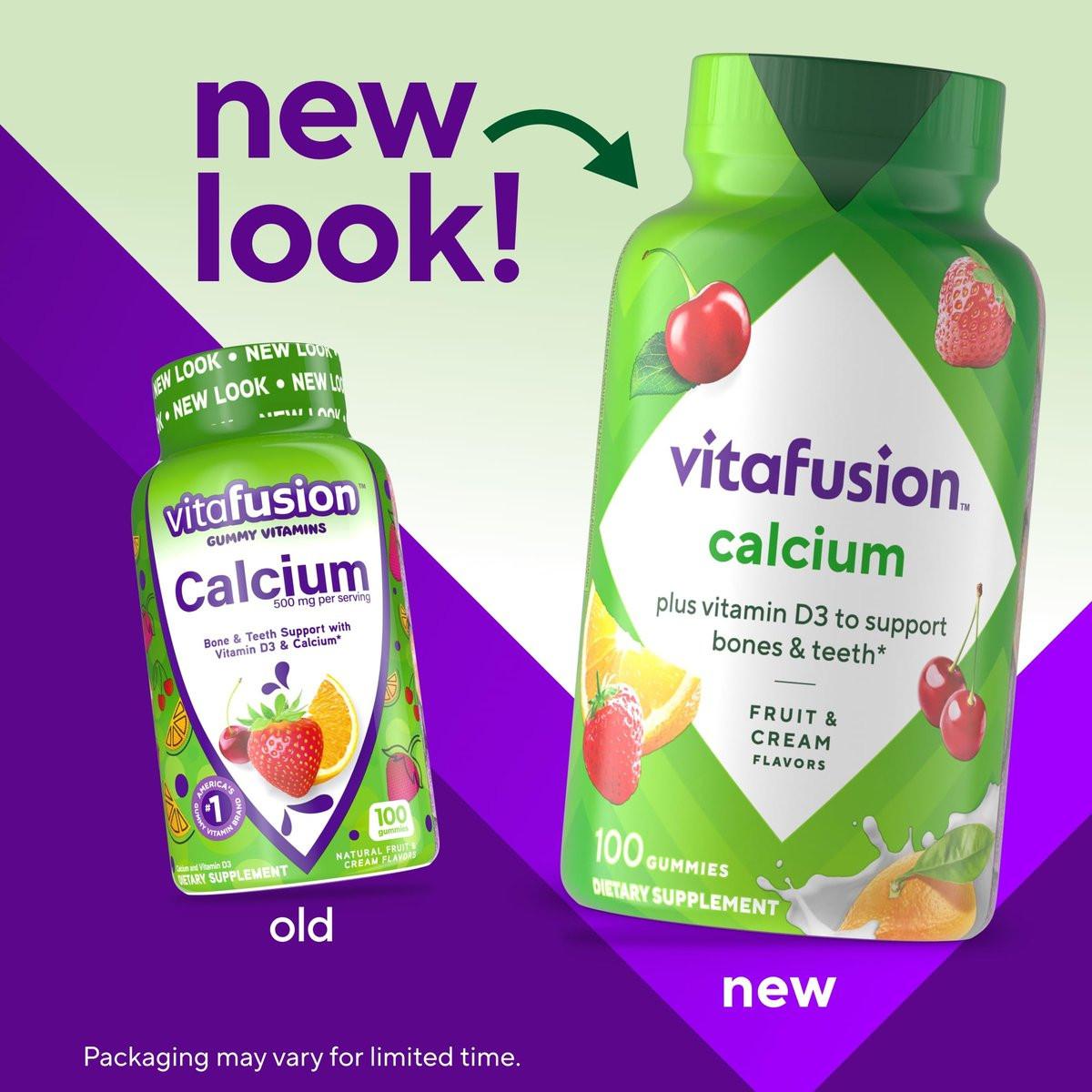 vitafusion Chewable Calcium Gummy Vitamins for Bone and Teeth Support, Calcium Gummies, Fruit and Cream Flavor, 100 Count, 50 Day Supply - görsel 1