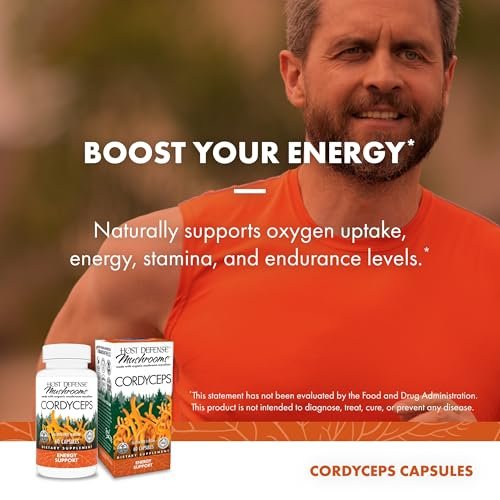 Host Defense Cordyceps Capsules - Immune & Energy Support Supplement - Kidney Health Supplement with Cordyceps - Fitness Support Supplement to Aid Oxygen Uptake - 60 Capsules (30 Servings)* - görsel 3