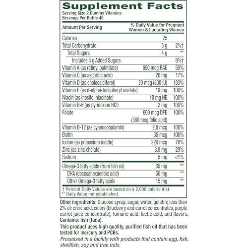 Vitafusion PreNatal Gummy Vitamins, Raspberry Lemonade Flavor, Prenatal Vitamin Supplement for Women with Folate and DHA, 45 Day Supply, 90 Count - görsel 4