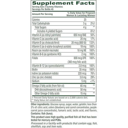 Vitafusion PreNatal Gummy Vitamins, Raspberry Lemonade Flavor, Prenatal Vitamin Supplement for Women with Folate and DHA, 45 Day Supply, 90 Count