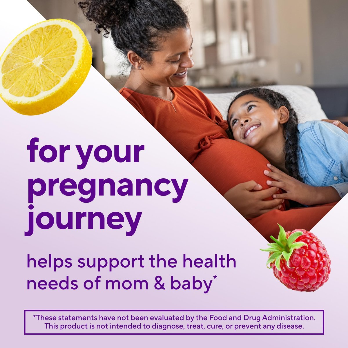 Vitafusion PreNatal Gummy Vitamins, Raspberry Lemonade Flavor, Prenatal Vitamin Supplement for Women with Folate and DHA, 45 Day Supply, 90 Count - görsel 5