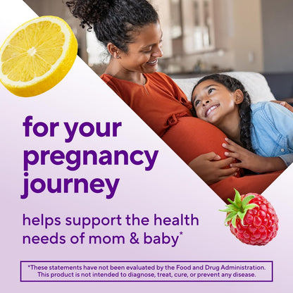 Vitafusion PreNatal Gummy Vitamins, Raspberry Lemonade Flavor, Prenatal Vitamin Supplement for Women with Folate and DHA, 45 Day Supply, 90 Count