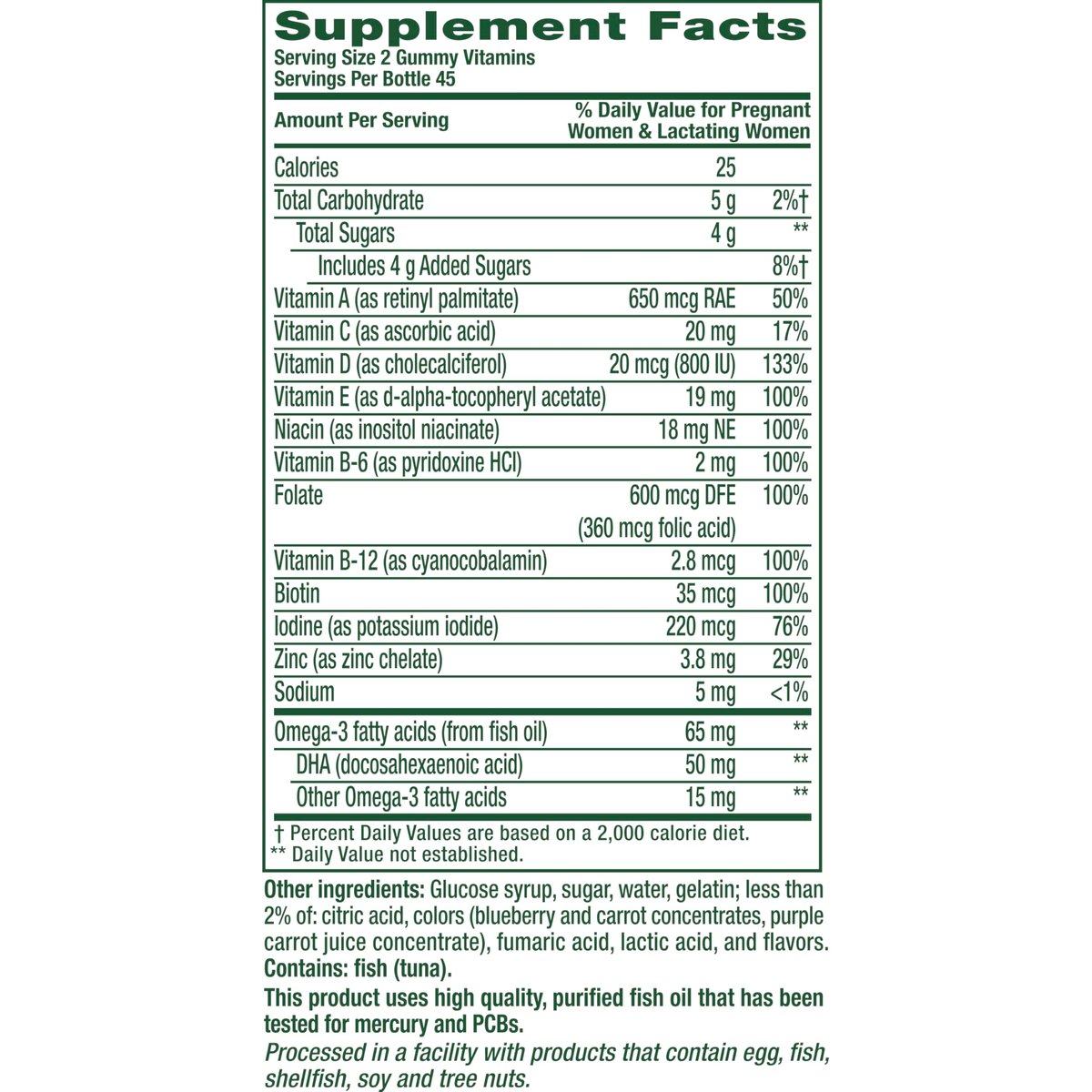 Vitafusion PreNatal Gummy Vitamins, Raspberry Lemonade Flavor, Prenatal Vitamin Supplement for Women with Folate and DHA, 45 Day Supply, 90 Count - görsel 3