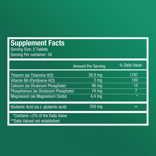 FITINA Brain Supplement with Vitamin B6 & Thiamine for Memory, Focus and Cognitive Support | High-Dose B Vitamins for Nervous System Brain Health, Daily Formula for Adults, 100 Tablets (1-Pack)