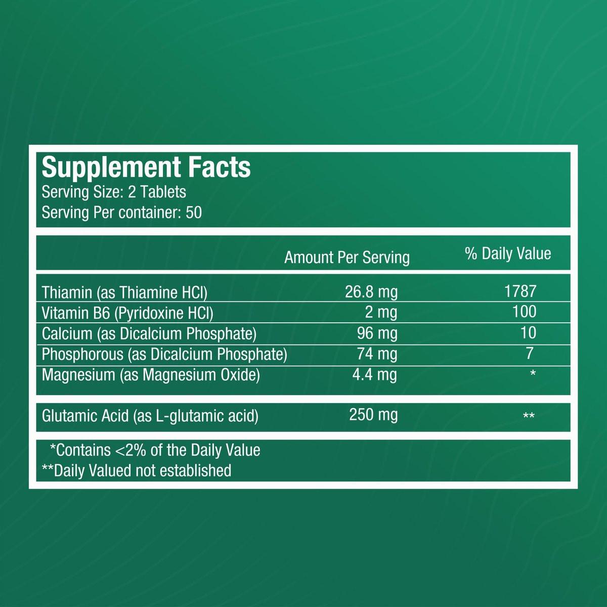 FITINA Brain Supplement with Vitamin B6 & Thiamine for Memory, Focus and Cognitive Support | High-Dose B Vitamins for Nervous System Brain Health, Daily Formula for Adults, 100 Tablets (1-Pack) - görsel 2