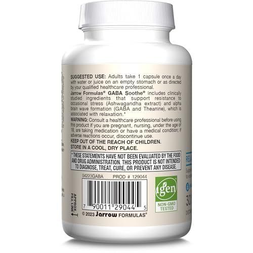 Jarrow Formulas® GABA Soothe® – 3 Ingredient Dietary Supplement for Relaxation and Occasional Stress – 30 Veggie Capsules, 30 Day Supply - görsel 2