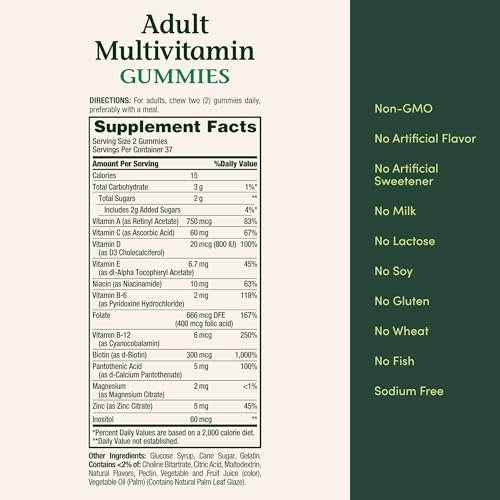 Nature's Bounty Adult Multivitamin Gummies, Vitamin Supplement, Daily Nutritional Needs, Orange, Cherry and Grape Flavor, 75 Gummies - görsel 2