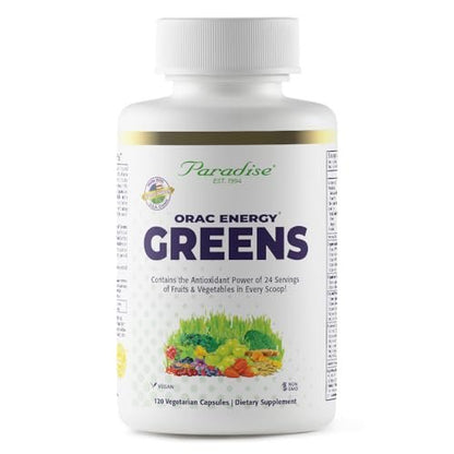 Paradise Herbs ORAC Energy Superfood Capsules – 120 Count, Over 42 Organic & Wild-Crafted Ingredients, Probiotics & Enzymes