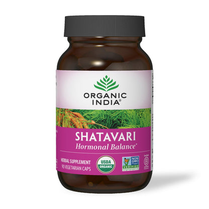 ORGANIC INDIA Shatavari Herbal Supplement - Supports Hormonal Balance, Immune and Inflammatory Response, Vegan, Gluten-Free, USDA Organic, Supports Reproductive Health - 90 Capsules
