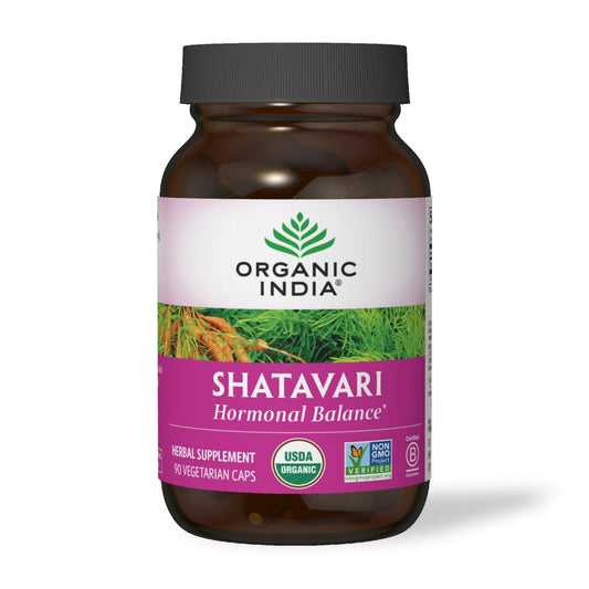 ORGANIC INDIA Shatavari Herbal Supplement - Supports Hormonal Balance, Immune and Inflammatory Response, Vegan, Gluten-Free, USDA Organic, Supports Reproductive Health - 90 Capsules