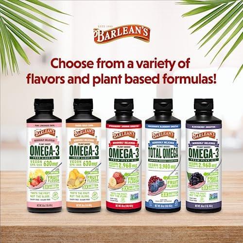 Barlean's Strawberry Banana Flaxseed Oil Liquid, Vegan Omega 3 6 9 Supplements for Kids & Adults from Cold Pressed Flax Seed Oil with 2,968 mg of Vegan Omegas, Non-GMO & Gluten Free, 8 oz - görsel 11