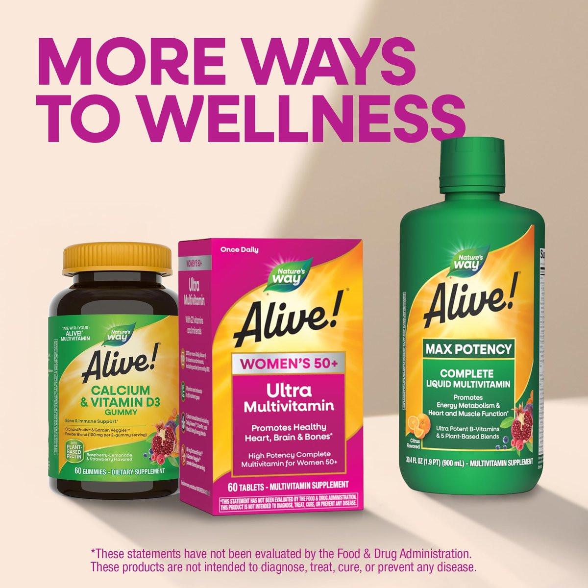 Nature's Way Alive! Ultra Multivitamin for Women, Complete Daily Women's Vitamins, High Potency Formula, Promotes Energy Metabolism and Muscle Function*, Vitamin A, C, D, Methylated B12, 60 Tablets - görsel 10