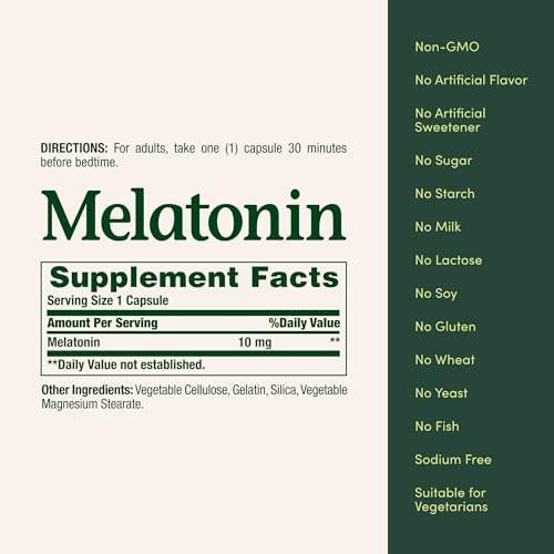 Nature's Bounty Melatonin, Promotes Relaxation and Sleep Health, 10mg, Capsules, 60 Ct (2 Pack) - görsel 10