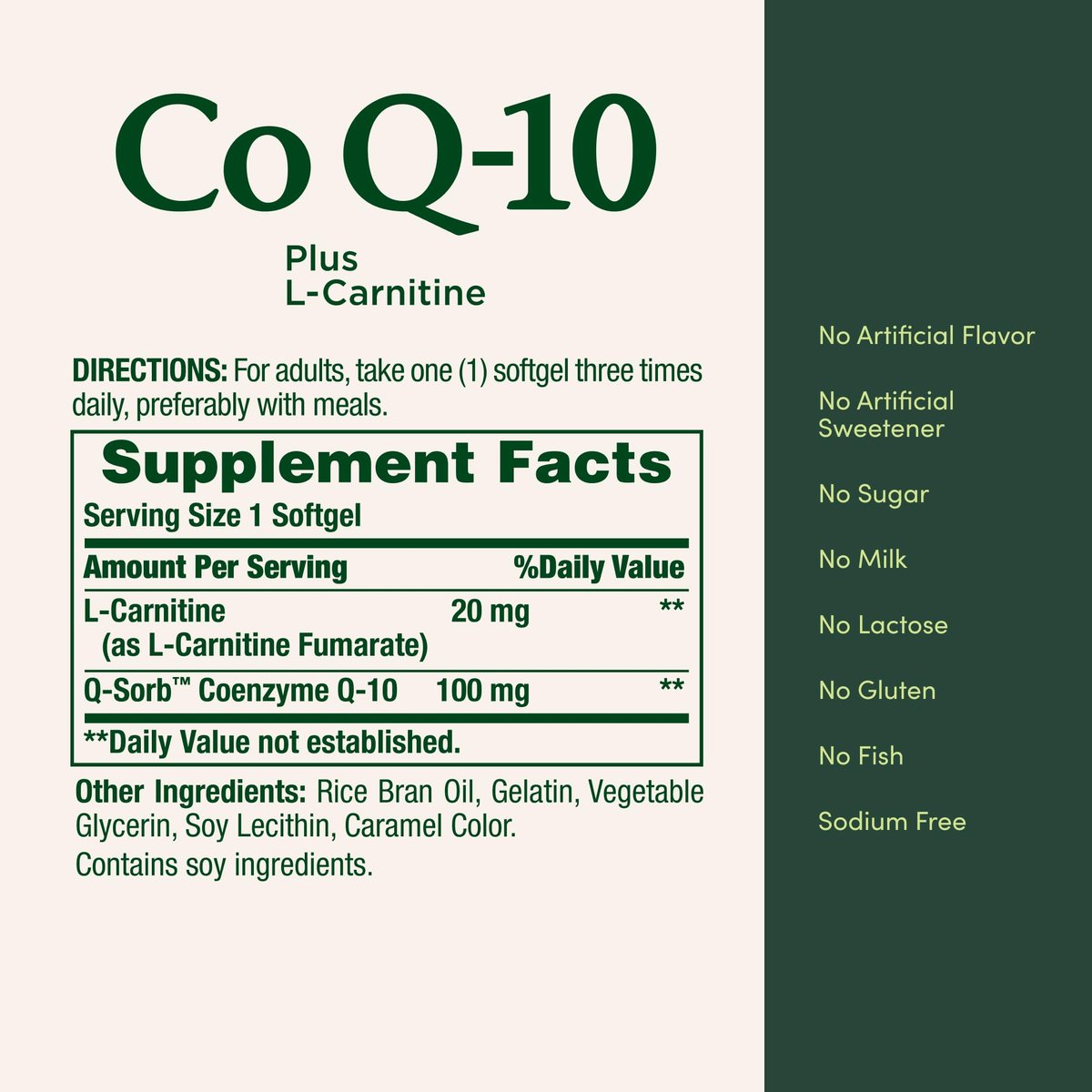 Nature's Bounty CoQ10, Dietary Supplement, Supports Heart Health, 100mg Plus L-Carnitine, Twin Pack, 120 Softgels - görsel 2