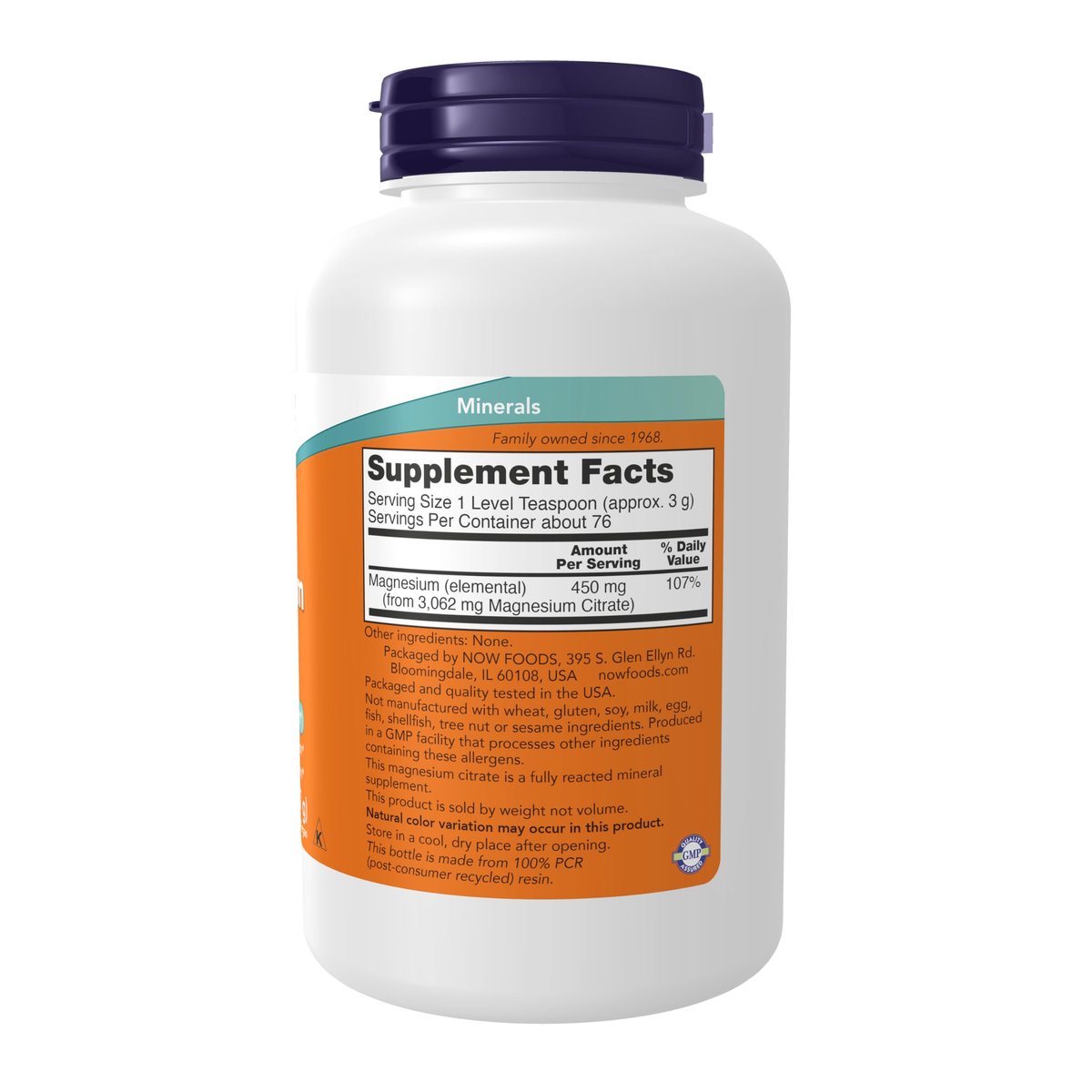 NOW Foods Supplements, Magnesium Citrate Pure Powder, Enzyme Function*, Nervous System Support*, 8-Ounce - görsel 4