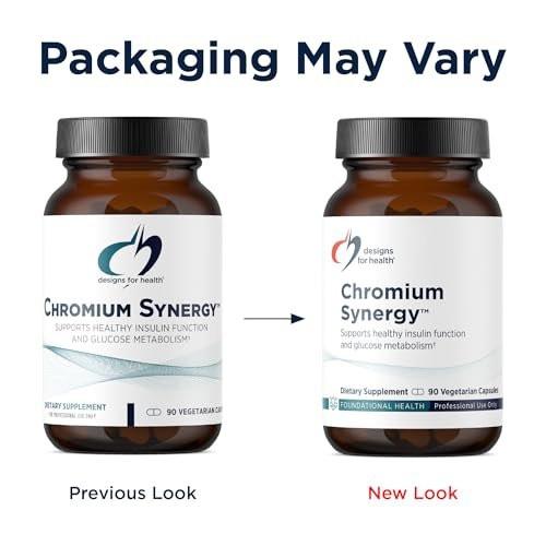 Designs for Health Chromium Synergy – Non-GMO Chromium Nicotinate Glycinate Chelate Supplement with Vanadium, Vitamin D, Manganese, Zinc + Taurine – Cinnamon Powder Base (90 Capsules) - görsel 1