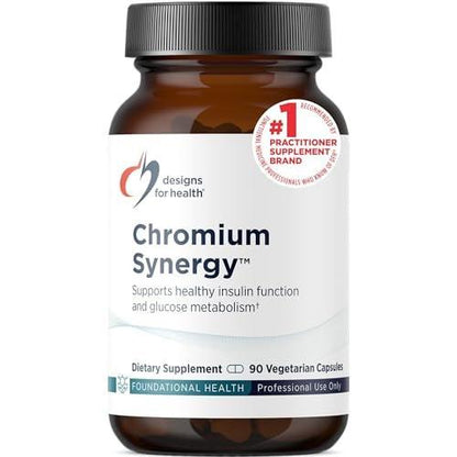 Designs for Health Chromium Synergy – Non-GMO Chromium Nicotinate Glycinate Chelate Supplement with Vanadium, Vitamin D, Manganese, Zinc + Taurine – Cinnamon Powder Base (90 Capsules)