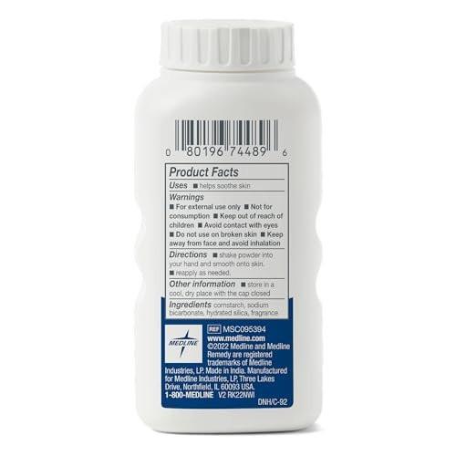 Medline Remedy Essentials Cornstarch Powder (1.5 oz Bottle), Fresh Scent, Talc Free, Travel Size, Skin Care, Absorbs Sweat, Soothes, Reduces Friction & Chafing, for Adults, Feet, Groin - görsel 11