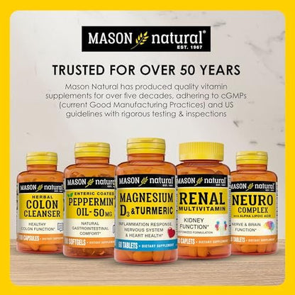 MASON NATURAL Whole Herb Ginger 500 mg, 2 Month Supply, Natural Herbal Supplement, 60 Capsules