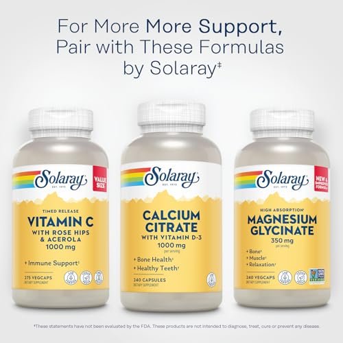 Solaray Calcium Citrate with Vitamin D3 1000mg - Bone Strength and Healthy Teeth Support - Gentle Digestion Formula - Lab Verified, 60-Day Guarantee - 60 Servings, 240 Capsules - görsel 1