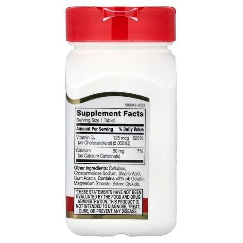 21st Century Vitamin D 5000 IU Tablets, 110 Count – High Potency D3 Supplement - görsel 4