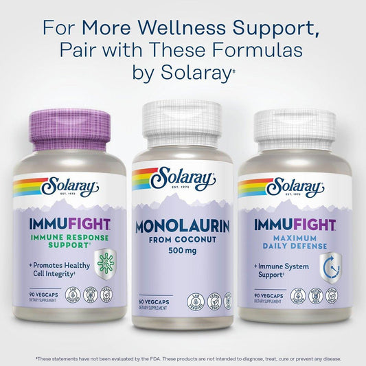 SOLARAY Monolaurin 500mg from Natural Coconut - Monolaurin Supplement for Powerful Nutritive Support - Lab Verified - 60 Servings, 60 VegCaps