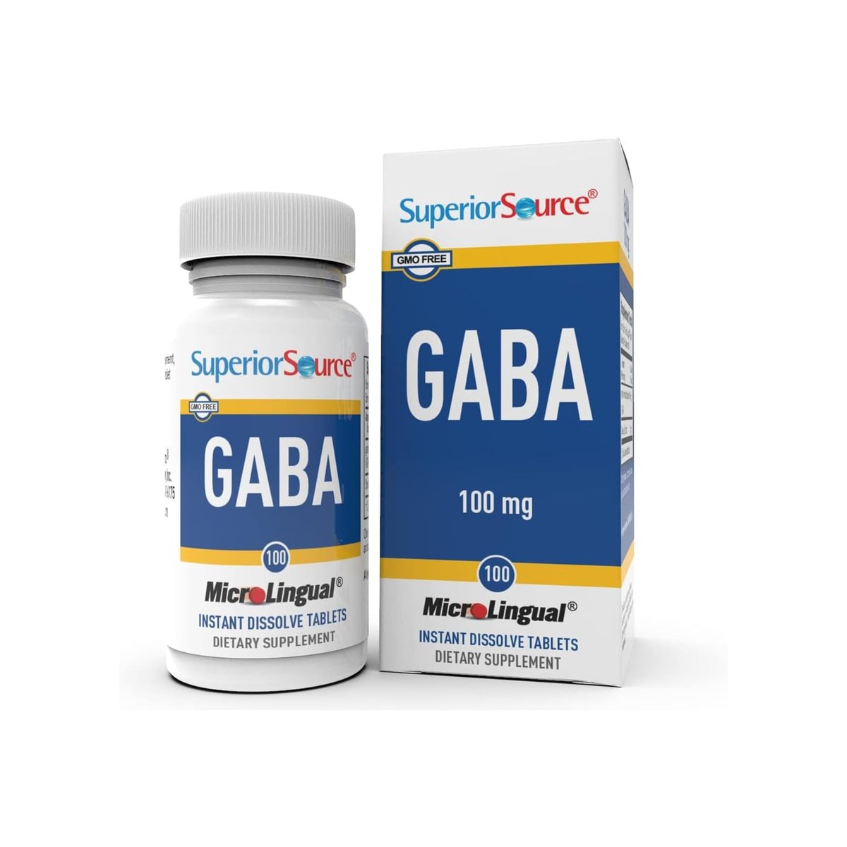 Superior Source GABA 100 mg - Brain & Nervous System Support Supplement - Gamma-Aminobutyric Acid Supplement Aids Healthy & Relaxed Sleep - Bariatric Friendly - 100 Sublingual Dissolving Tablets - görsel 1