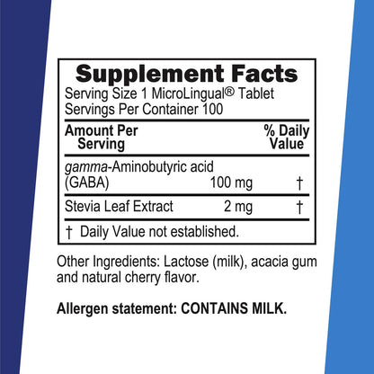 Superior Source GABA 100 mg - Brain & Nervous System Support Supplement - Gamma-Aminobutyric Acid Supplement Aids Healthy & Relaxed Sleep - Bariatric Friendly - 100 Sublingual Dissolving Tablets