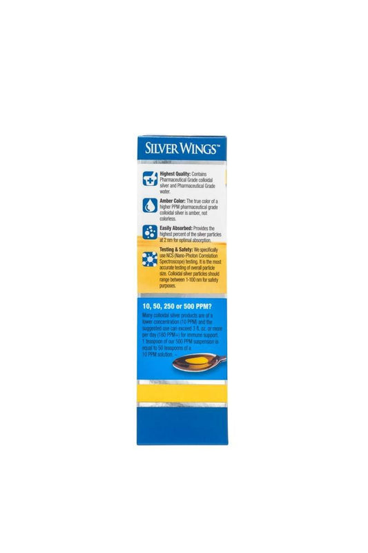 Natural Path Silver Wings Colloidal Silver 500PPM, Amber Brown Liquid Immune Support, 1 Fl Oz (Pack of 1)