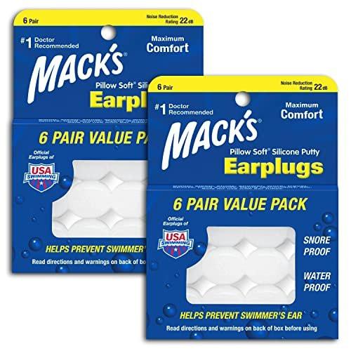 Mack's Pillow Soft Silicone Earplugs - 6 Pair (Pack of 2), Value Pack – The Original Moldable Silicone Putty Ear Plugs for Sleeping, Snoring, Swimming, Travel, Concerts and Studying - görsel 1