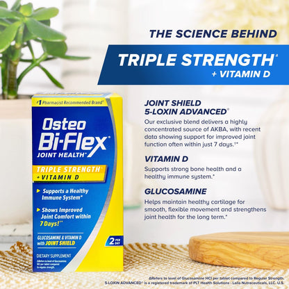 Osteo Bi-Flex Triple Strength Glucosamine Chondroitin Supplement with Vitamin D, Improve Joint Function, Support Bone Health, 120 Coated Tablets