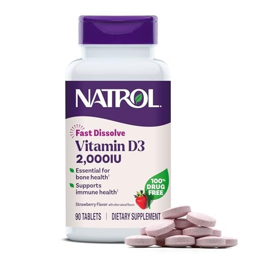 Natrol Fast Dissolve Vitamin D3 2,000 IU, Dietary Supplement for Bone and Joint Health, Bone Support Supplement, 90 Tablets, 90 Day Supply - görsel 16