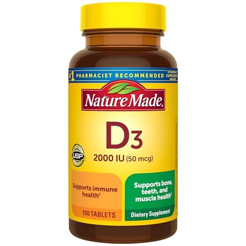 Nature Made Vitamin D3 2000 IU (50 mcg), Vitamin D Supplement for Bone, Teeth, Muscle and Immune Health Support, 100 Tablets, 100 Day Supply - görsel 4