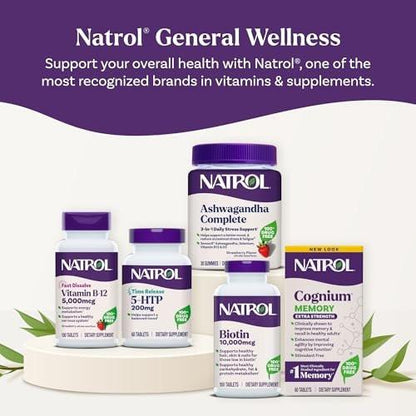 Natrol Cognium Memory, Brain Health Supplements for Adults, Brain Memory Supplements, Enhances Mental Agility in Healthy Adults, 60 Tablets, Up to a 30 Day Supply