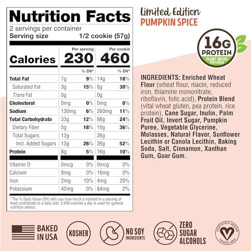 Lenny & Larry's Protein Cookie, Pumpkin – Serving Size: 1 cookie (4 oz) – Image 10