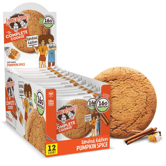 Lenny & Larry's Protein Cookie, Pumpkin Spice, Chewy Soft Baked, 16g Plant Protein, Vegan, Non-GMO, High Fiber, 4 Ounce Cookie (Pack of 12)