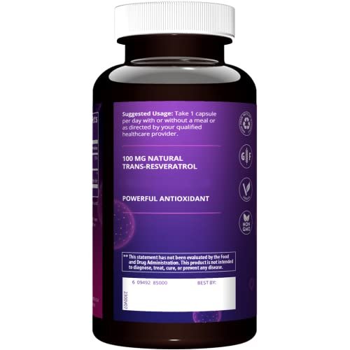 MRM Nutrition Resveratrol 100mg - For Women and Men - Natural Trans-Resveratrol Antioxidant Supplement for Cellular Health, Aging Support, and Nutritional Wellness, Vegan, Gluten-Free - 60 Servings - görsel 5