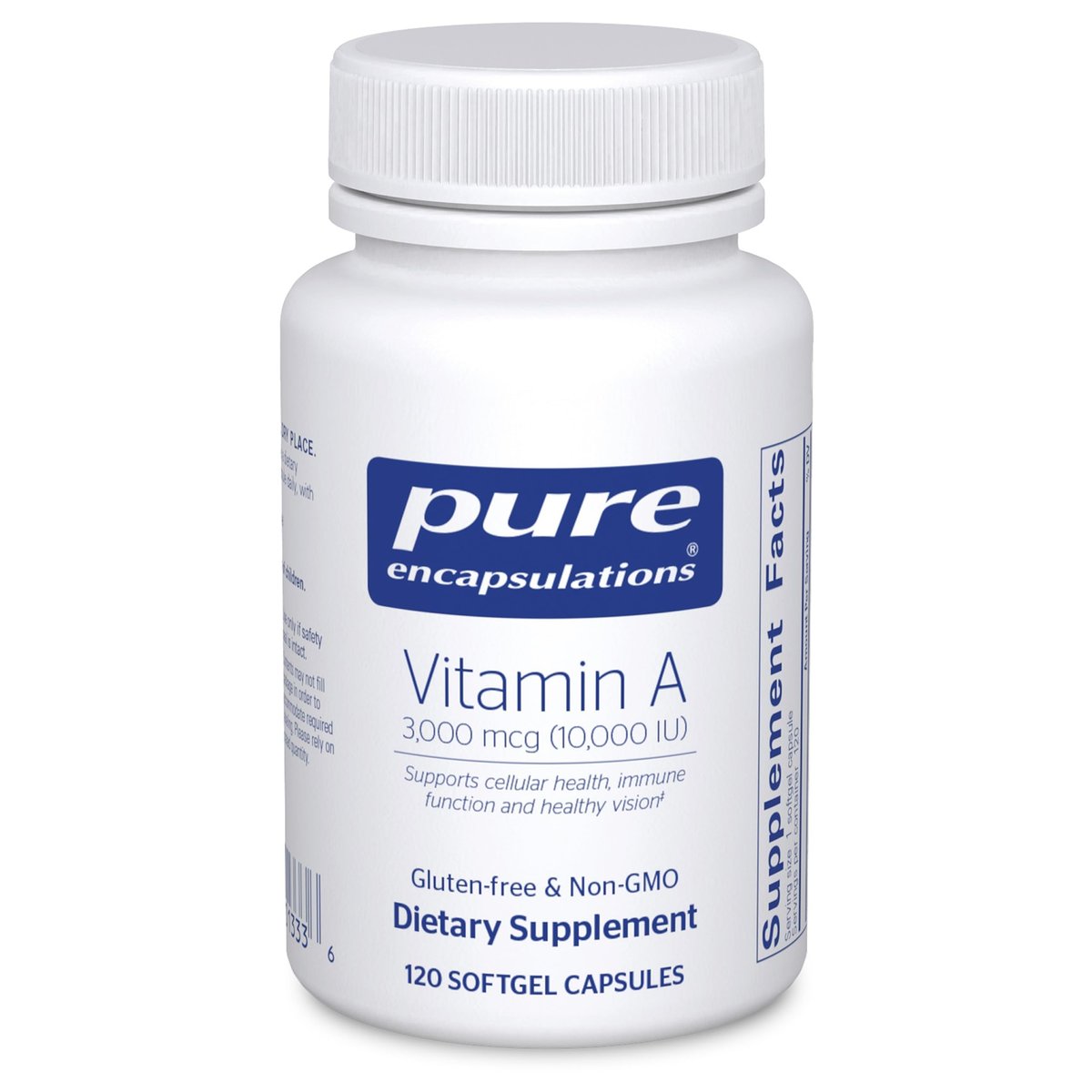 Pure Encapsulations Vitamin A - 3,000 mcg - from Cod Liver Oil - Immune & Vision Support* - Vitamin A Palmitate Supplement - Non-GMO - 120 Softgel Capsules - görsel 1