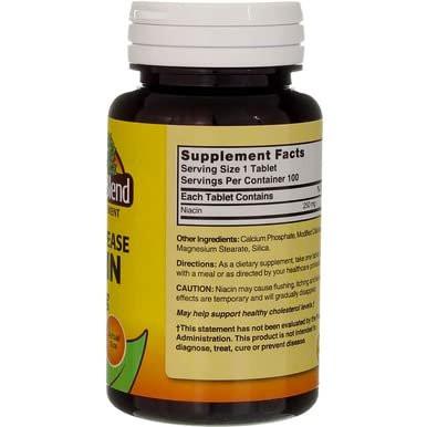 Nature's Blend Niacin Timed Release 250 mg 100 Tabs