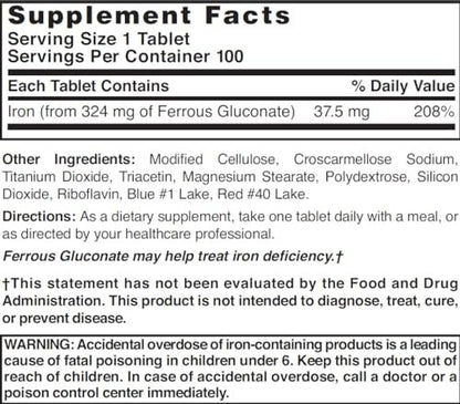 Nature's Blend Ferrous Gluconate Tablets, 100 Count