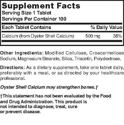 Nature's Blend Oyster Shell Calcium 500 mg 100 Tabs (1683)