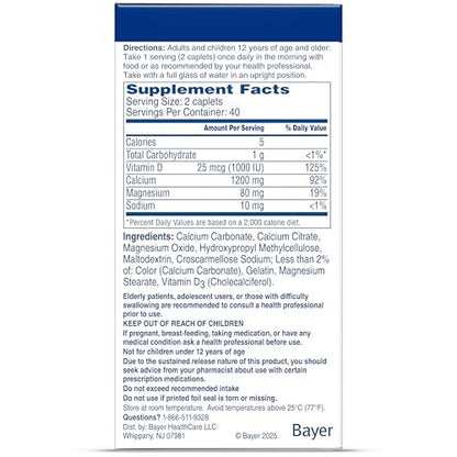 Citracal Slow Release - Calcium 1200 mg with Vitamin D3, Magnesium, Calcium Supplement, Bone Health Support, Take Once Daily Caplet, 185 Count