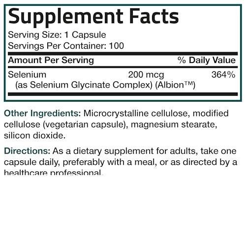 Bronson Selenium 200 mcg – Yeast Free Chelated Amino Acid Complex - Essential Trace Mineral with Superior Absorption, 360 Vegetarian Capsules - görsel 5