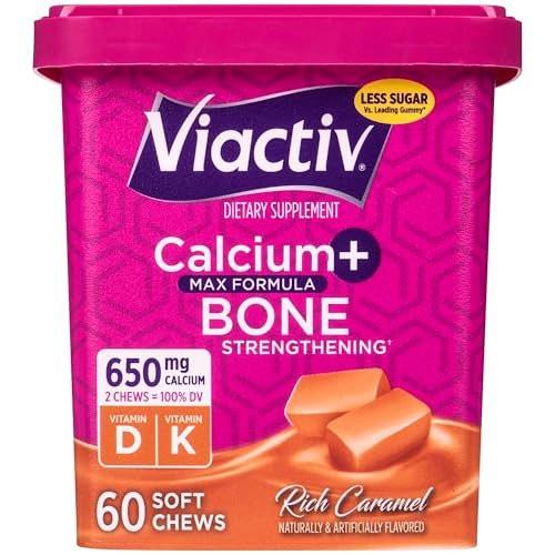 Viactiv Calcium + Vitamin D Supplement Soft Chews for Women & Men - Chewable Calcium for Bone Health Support, 650 mg per Serving, Vitamin D & K for High Absorption - 60 Count, Caramel - görsel 2
