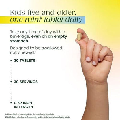 MegaFood Kids One Daily Multivitamin - Convenient Mini Multivitamin for Kids - with Zinc, Vitamins C, B & D - Vegetarian, Gluten Free, Non GMO - 30 Tablets, 30 Servings