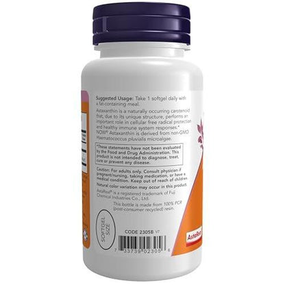 NOW Supplements, Astaxanthin 4 mg - 90 Softgels, Non-GMO, with Naturally Occurring Lutein, Canthaxanthin & Beta-Carotene