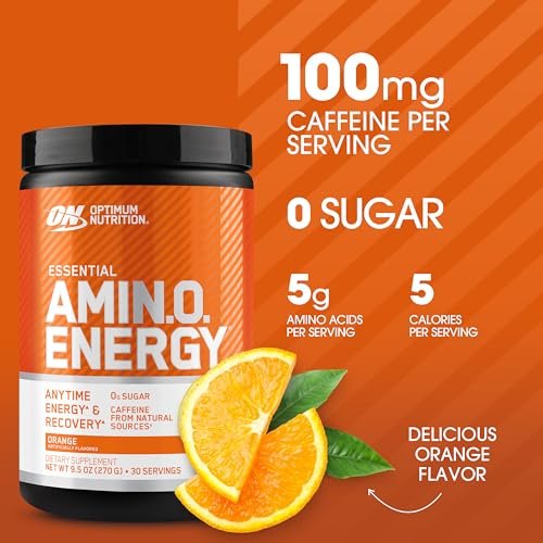 Optimum Nutrition Amino Energy - Pre Workout with Green Tea, BCAA, Amino Acids, Keto Friendly, Green Coffee Extract, Energy Powder - Orange, 9.5 Ounce, 30 Servings - görsel 5
